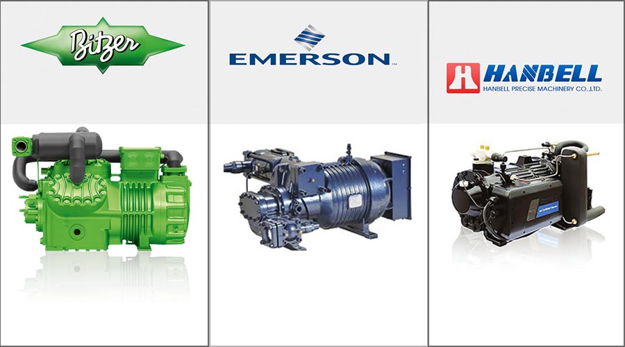 品牌制冷機組比澤爾、艾默生和漢鐘