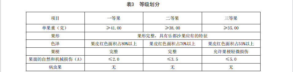 沙果入冷庫前的分級標(biāo)準(zhǔn)1